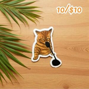Funny Cat Microphone Meme Sticker – 2” Vinyl